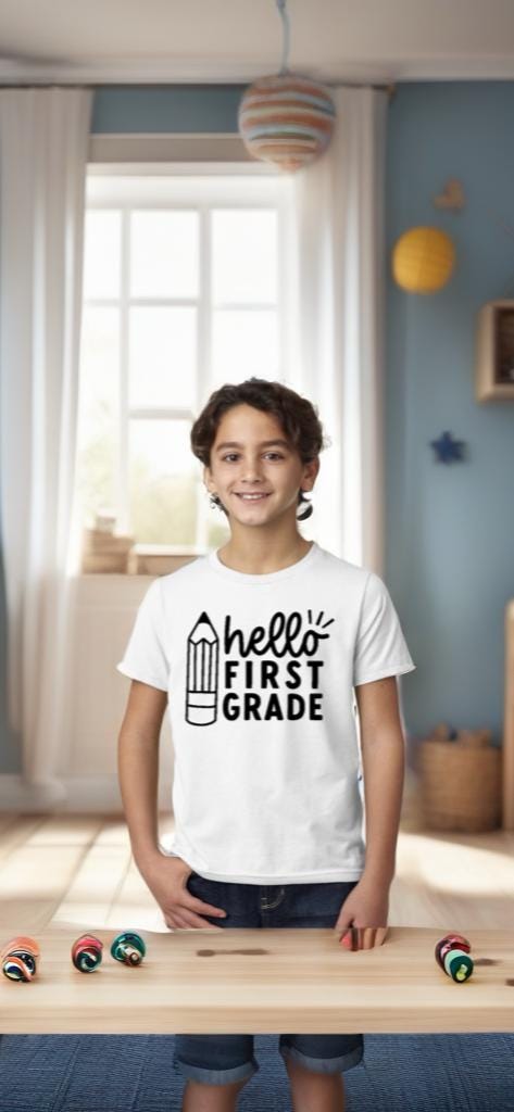Hello First Grade T-Shirt. First day of school T-Shirt