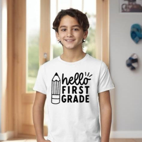Hello First Grade T-Shirt. First day of school T-Shirt