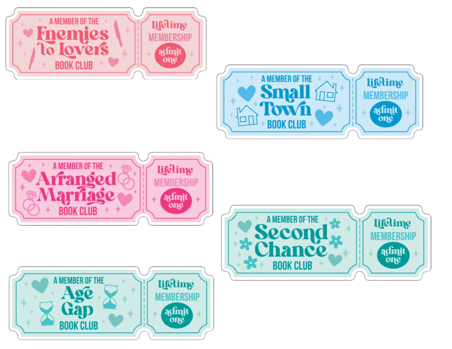 Book Club Ticket Stickers