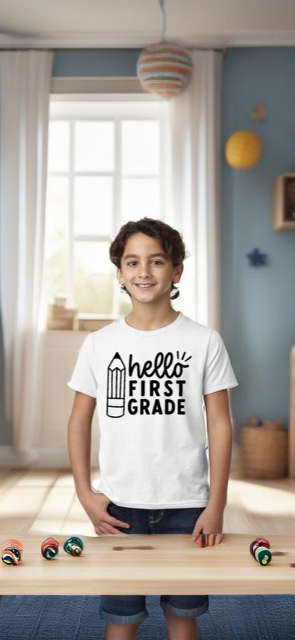 Hello First Grade T-Shirt. First day of school T-Shirt