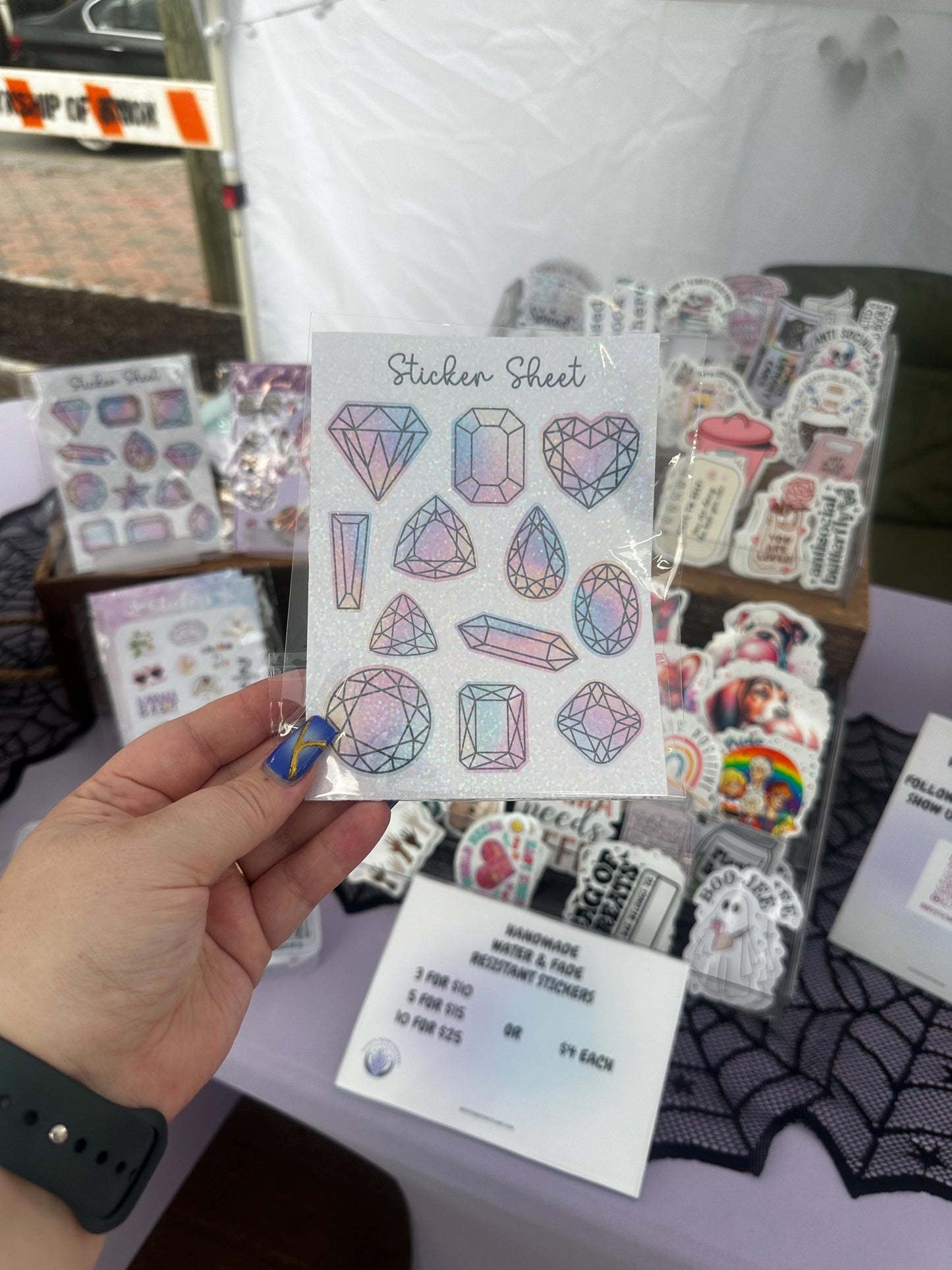 Holographic Gemstone Sticker Sheet: Pastel Rainbow Crystal Decals